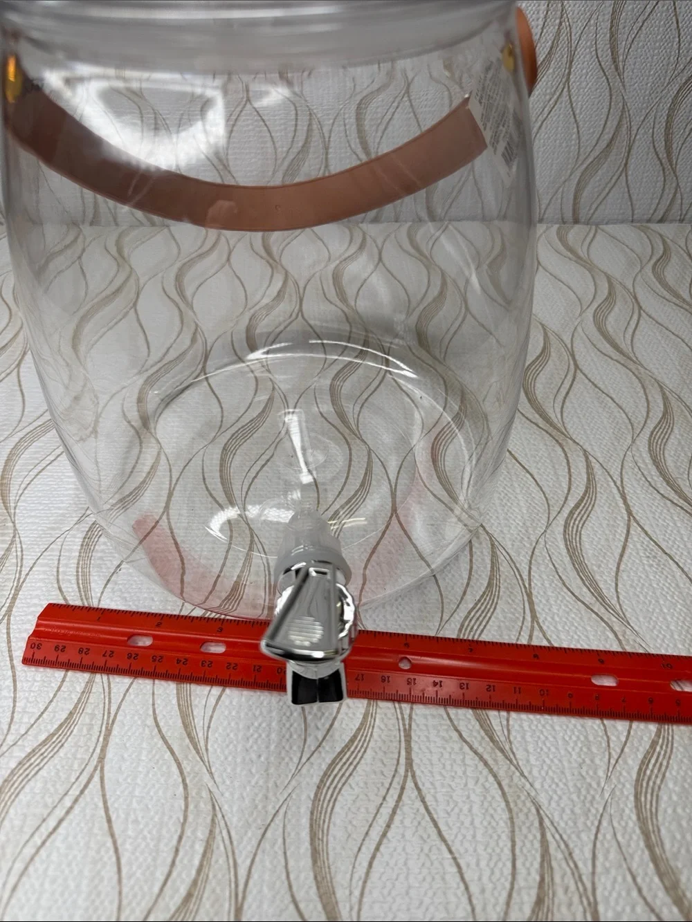 Clear Plastic Beverage Dispenser Brown Faux Leather/ Rubber Strap NWT